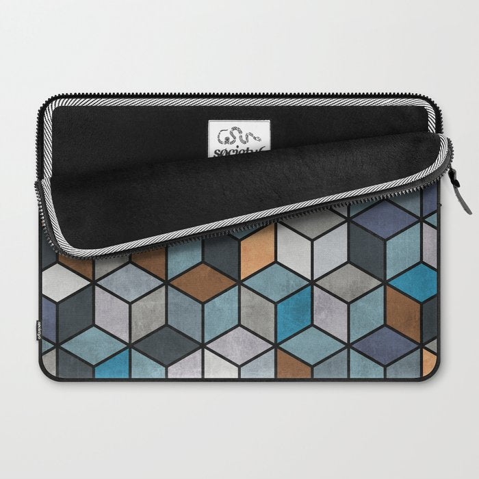 Colorful Concrete Cubes - Blue, Grey, Brown Laptop Sleeve Gallery Image 2