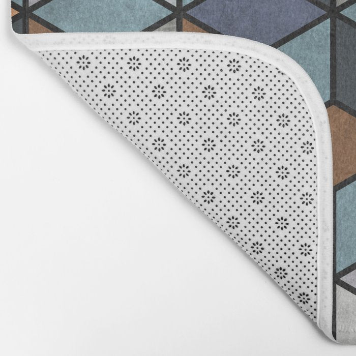 Colorful Concrete Cubes - Blue, Grey, Brown Bath Mat Gallery Image 2
