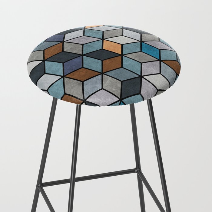 Colorful Concrete Cubes - Blue, Grey, Brown Stool Gallery Image 2