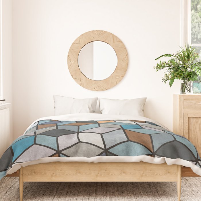 Colorful Concrete Cubes - Blue, Grey, Brown Duvet Cover Gallery Image 3