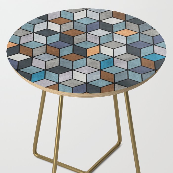 Colorful Concrete Cubes - Blue, Grey, Brown Side Table Gallery Image 2