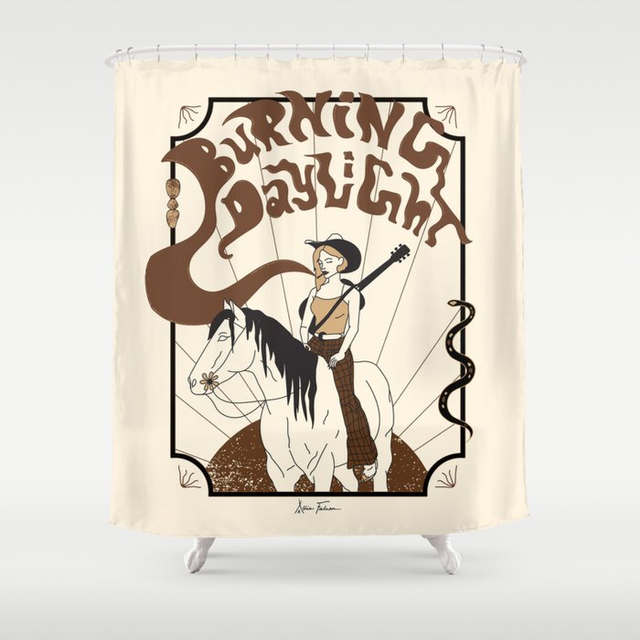 Burning Daylight - Black, Cream, Rust Shower Curtain Gallery Image 1