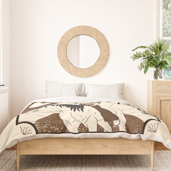 Burning Daylight - Black, Cream, Rust Duvet Cover Gallery Image 3