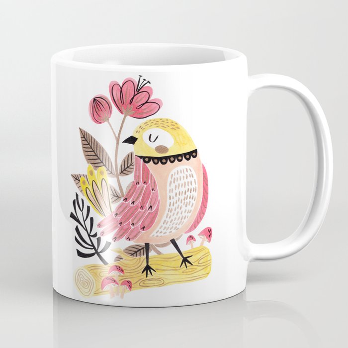 Little Birdy on a Log Coffee Mug Gallery Image 1
