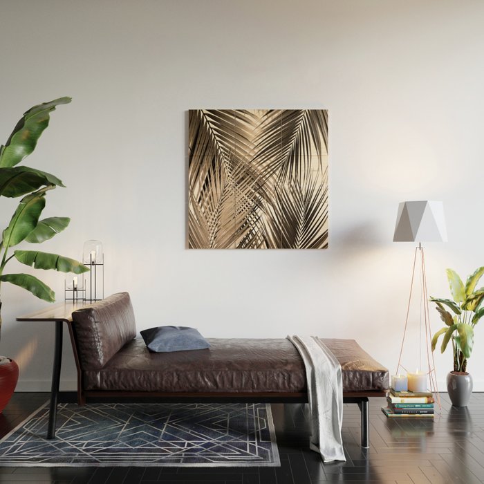 Golden Brown Palm Leaves Dream - Cali Summer Vibes #1 #tropical #decor #art #society6 Wood Wall Art Gallery Image 2