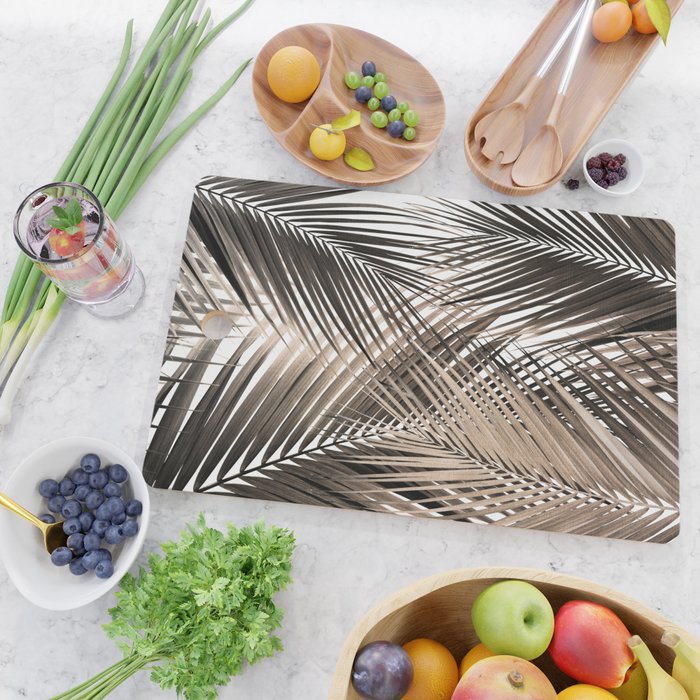 Golden Brown Palm Leaves Dream - Cali Summer Vibes #1 #tropical #decor #art #society6 Cutting Board Gallery Image 2