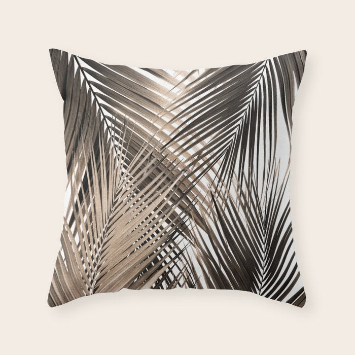 Golden Brown Palm Leaves Dream - Cali Summer Vibes #1 #tropical #decor #art #society6 Throw Pillow Gallery Image 6