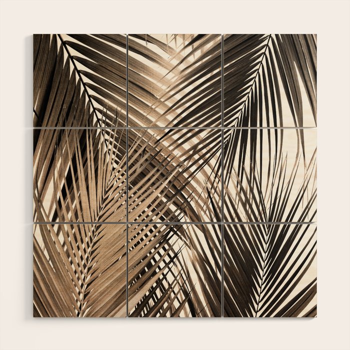 Golden Brown Palm Leaves Dream - Cali Summer Vibes #1 #tropical #decor #art #society6 Wood Wall Art Gallery Image 1