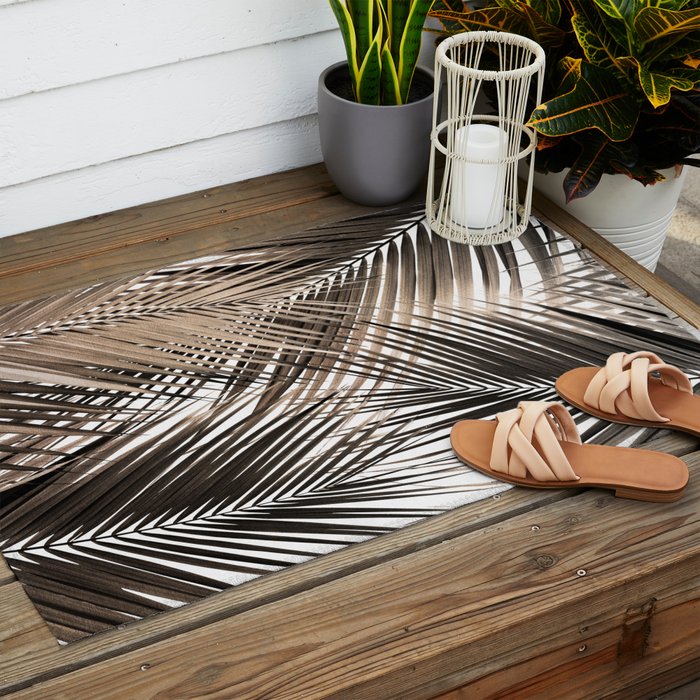 Golden Brown Palm Leaves Dream - Cali Summer Vibes #1 #tropical #decor #art #society6 Outdoor Rug Gallery Image 2