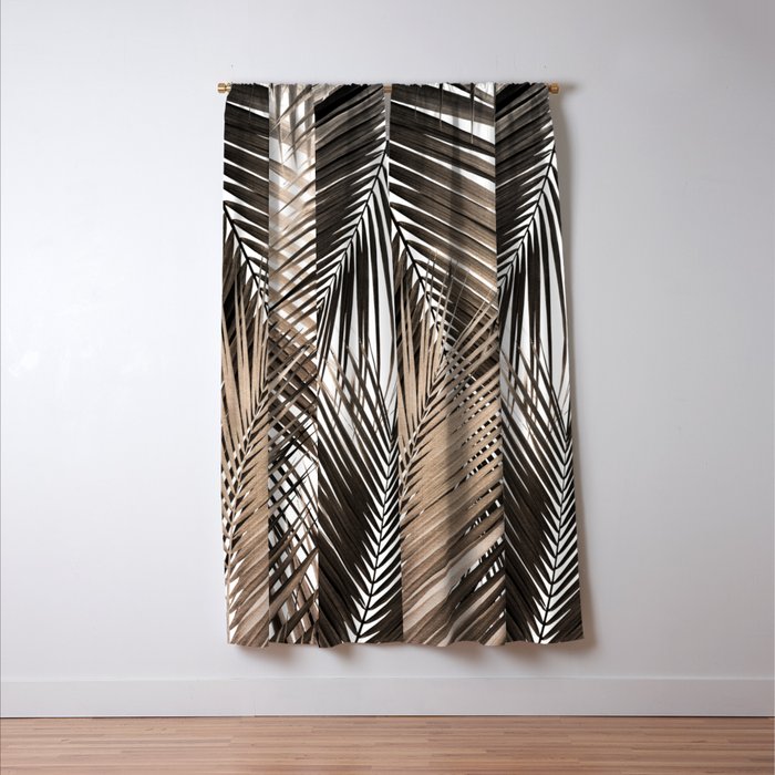 Golden Brown Palm Leaves Dream - Cali Summer Vibes #1 #tropical #decor #art #society6 Window Curtain Gallery Image 3