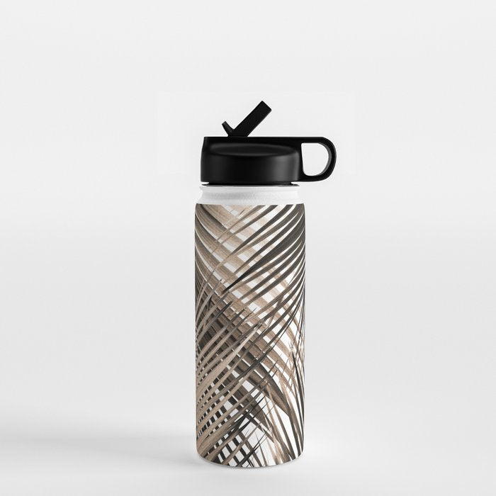 Golden Brown Palm Leaves Dream - Cali Summer Vibes #1 #tropical #decor #art #society6 Water Bottle Gallery Image 1