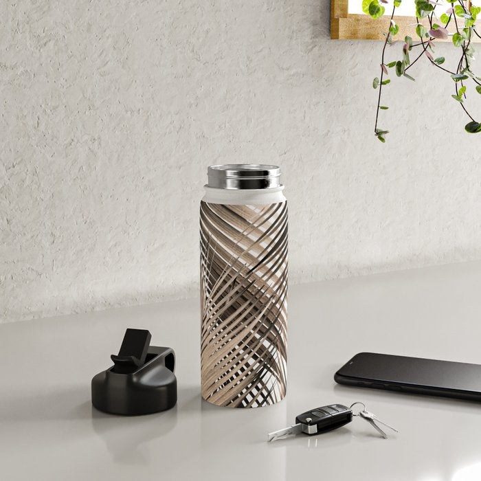 Golden Brown Palm Leaves Dream - Cali Summer Vibes #1 #tropical #decor #art #society6 Water Bottle Gallery Image 4