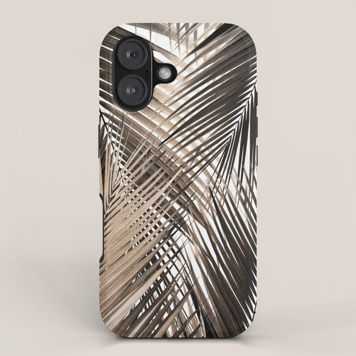 Golden Brown Palm Leaves Dream - Cali Summer Vibes #1 #tropical #decor #art #society6 iPhone Case Gallery Image 1