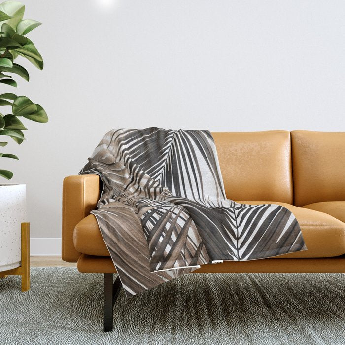 Golden Brown Palm Leaves Dream - Cali Summer Vibes #1 #tropical #decor #art #society6 Throw Blanket Gallery Image 1