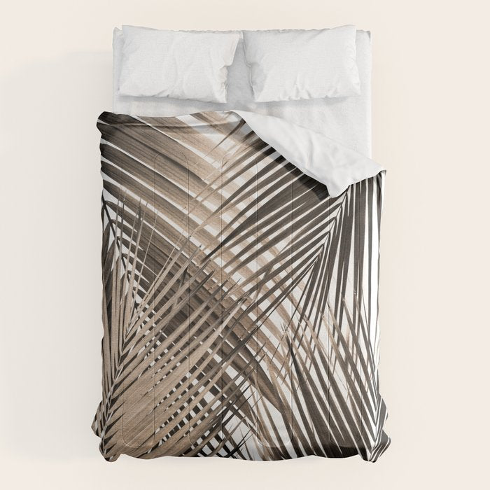 Golden Brown Palm Leaves Dream - Cali Summer Vibes #1 #tropical #decor #art #society6 Comforter Gallery Image 1