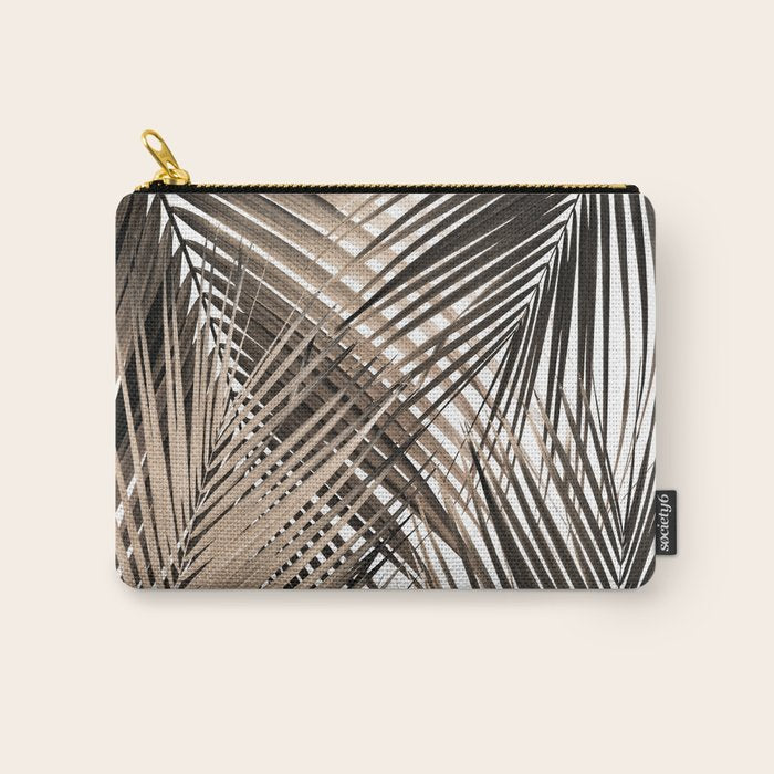 Golden Brown Palm Leaves Dream - Cali Summer Vibes #1 #tropical #decor #art #society6 Carry All Pouch Gallery Image 1