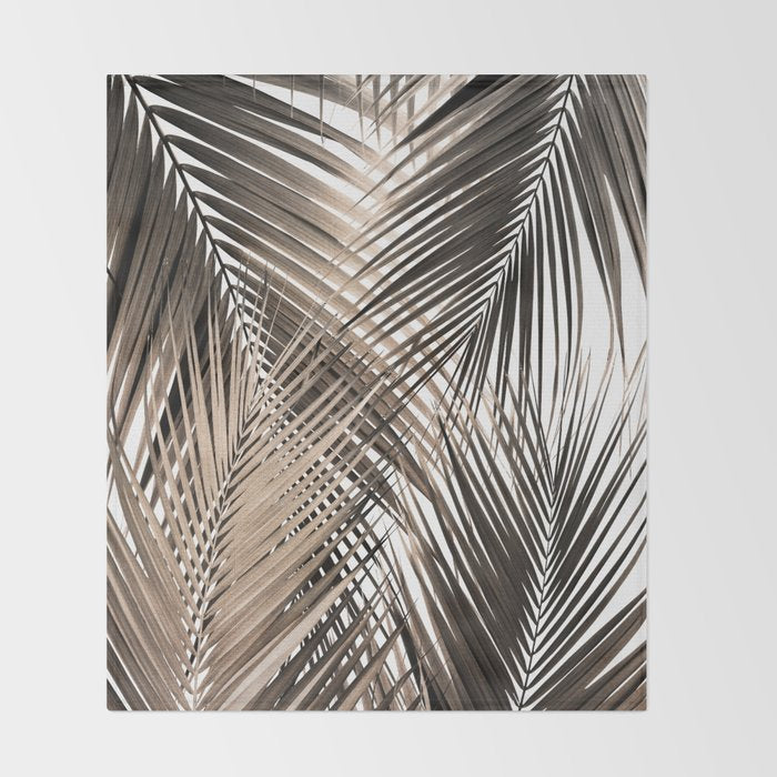 Golden Brown Palm Leaves Dream - Cali Summer Vibes #1 #tropical #decor #art #society6 Throw Blanket Gallery Image 2