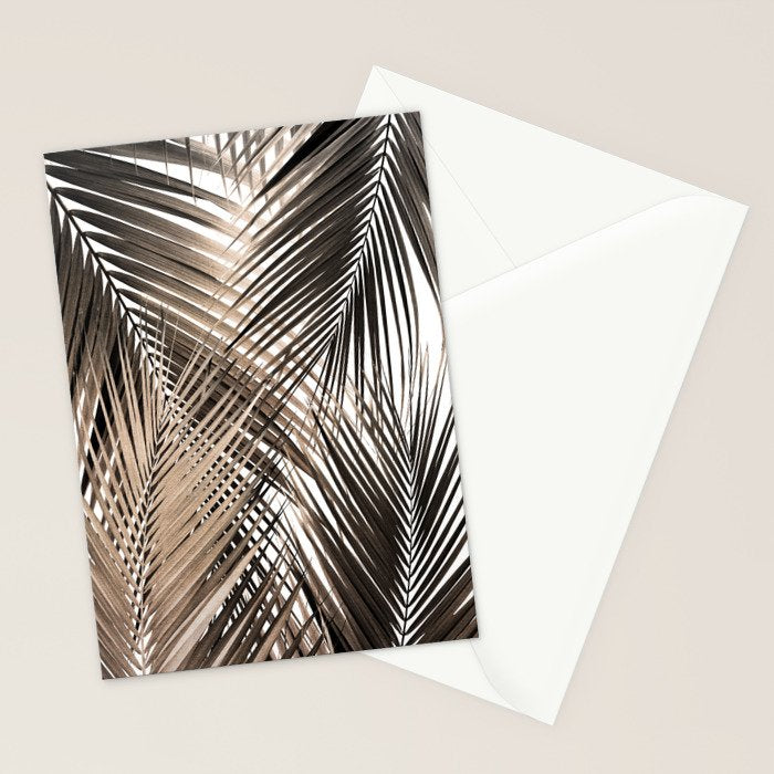 Golden Brown Palm Leaves Dream - Cali Summer Vibes #1 #tropical #decor #art #society6 Stationery Card Gallery Image 2