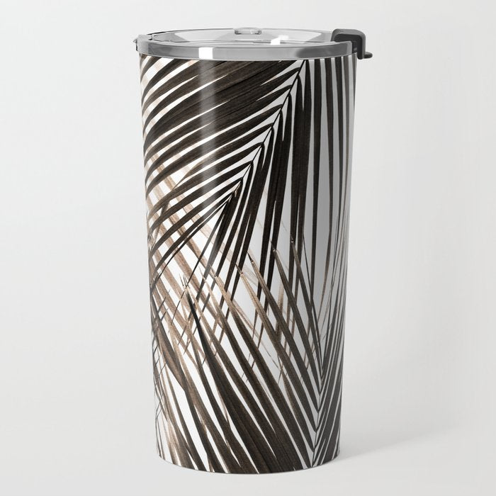 Golden Brown Palm Leaves Dream - Cali Summer Vibes #1 #tropical #decor #art #society6 Travel Mug Gallery Image 2