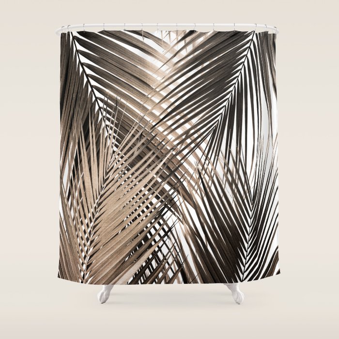 Golden Brown Palm Leaves Dream - Cali Summer Vibes #1 #tropical #decor #art #society6 Shower Curtain Gallery Image 1