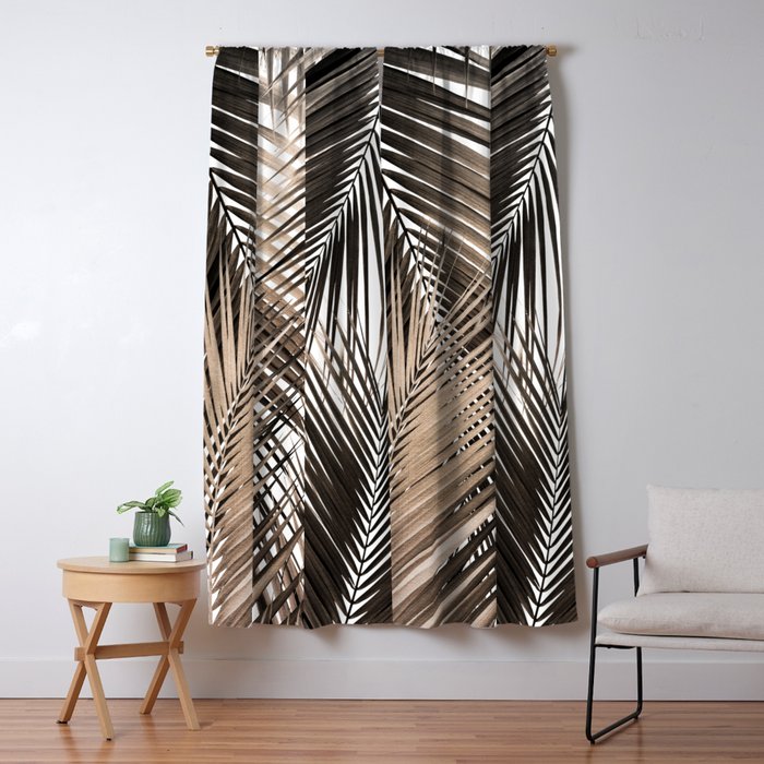 Golden Brown Palm Leaves Dream - Cali Summer Vibes #1 #tropical #decor #art #society6 Window Curtain Gallery Image 5