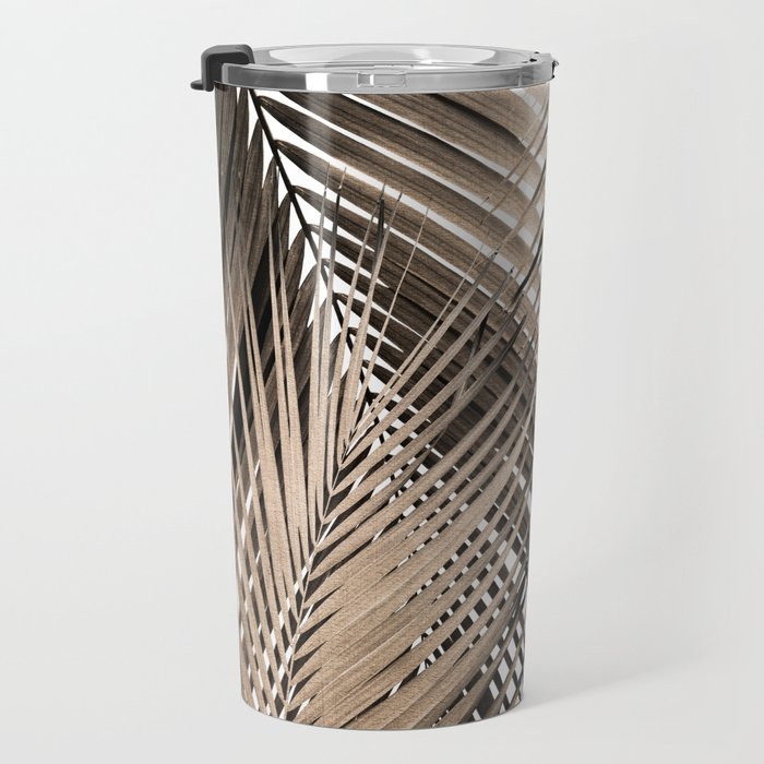 Golden Brown Palm Leaves Dream - Cali Summer Vibes #1 #tropical #decor #art #society6 Travel Mug Gallery Image 3