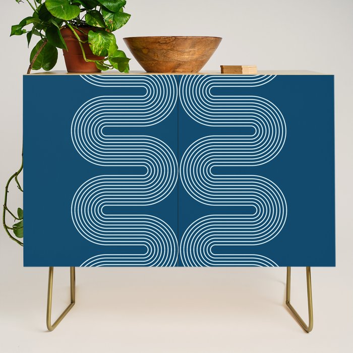 Mid Century Modern Geometric 101 in night Blue (Rainbow Abstract) Credenza Gallery Image 1