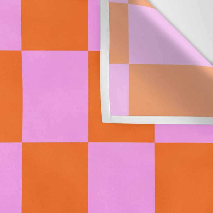 Checkerboard Retro Check Geometric Checked Pattern in Bright Orange and Pink Wall Tapestry Gallery Image 3