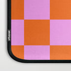 Checkerboard Retro Check Geometric Checked Pattern in Bright Orange and Pink Laptop Sleeve Gallery Image 3
