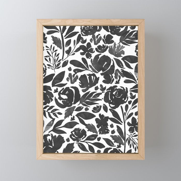 Simple black and white flower garden Mini Art Print Gallery Image 1