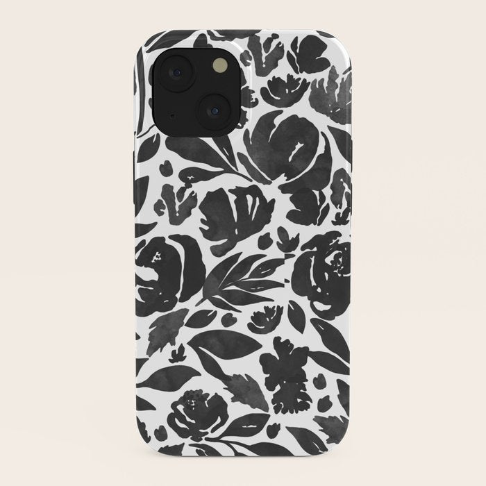 Simple black and white flower garden iPhone Case Gallery Image 38