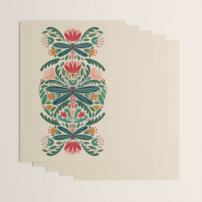 Dragonfly Folk Design Wrapping Paper Gallery Image 3