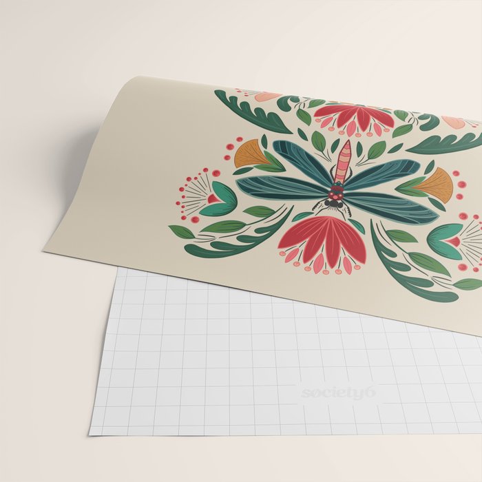 Dragonfly Folk Design Wrapping Paper Gallery Image 2