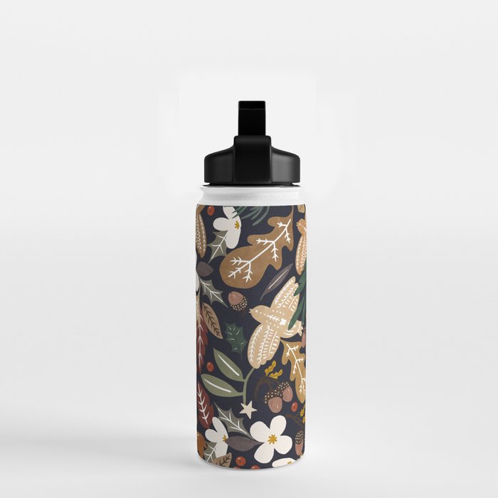 Christmas night forest ornaments Water Bottle Gallery Image 2