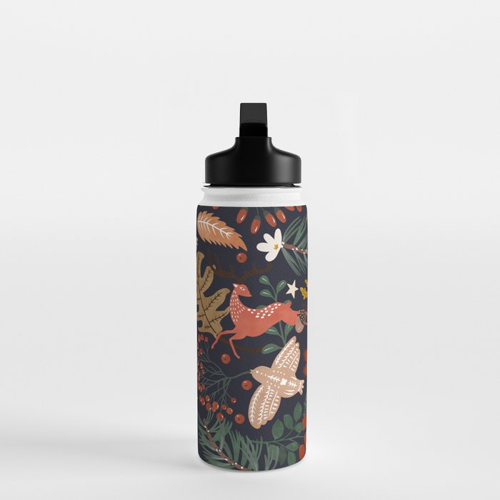 Christmas night forest ornaments Water Bottle Gallery Image 3