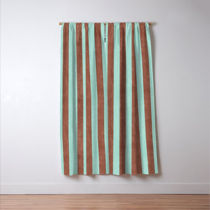 STRIPES - 005 - brown and teal Window Curtain Gallery Image 3