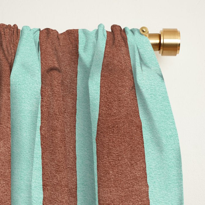 STRIPES - 005 - brown and teal Window Curtain Gallery Image 2