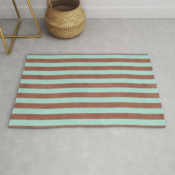 STRIPES - 005 - brown and teal Rug Gallery Image 1