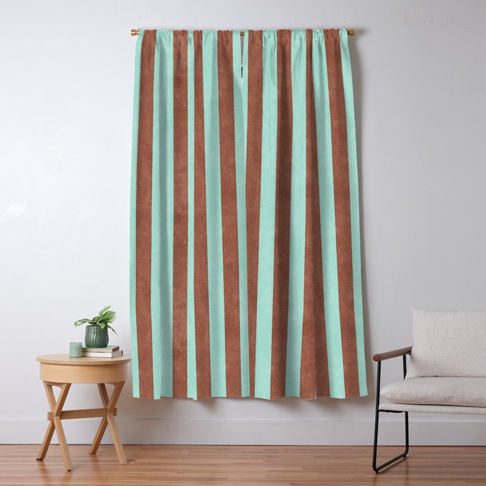 STRIPES - 005 - brown and teal Window Curtain Gallery Image 5