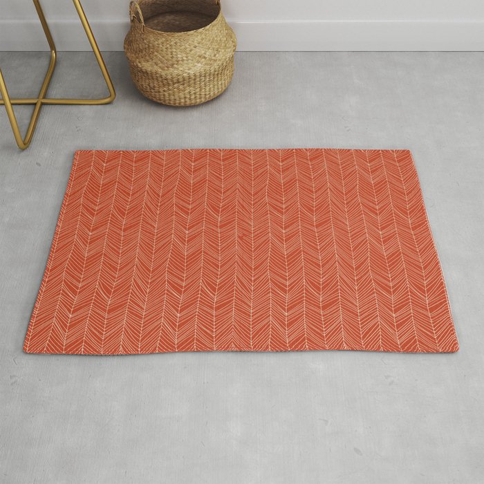 Bohemian Organic Linen Burnt Orange Rug Gallery Image 1