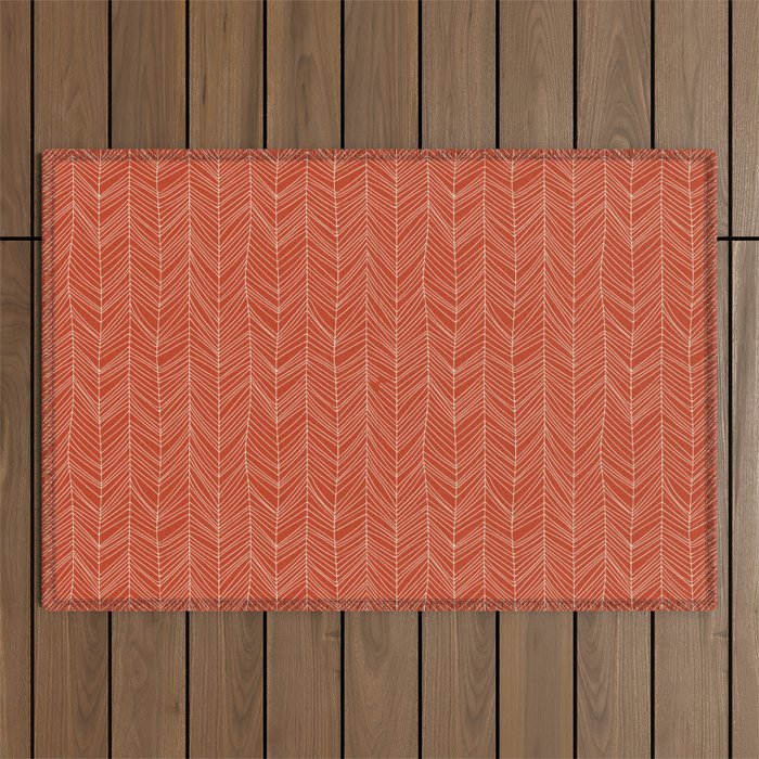 Bohemian Organic Linen Burnt Orange Outdoor Rug Gallery Image 1