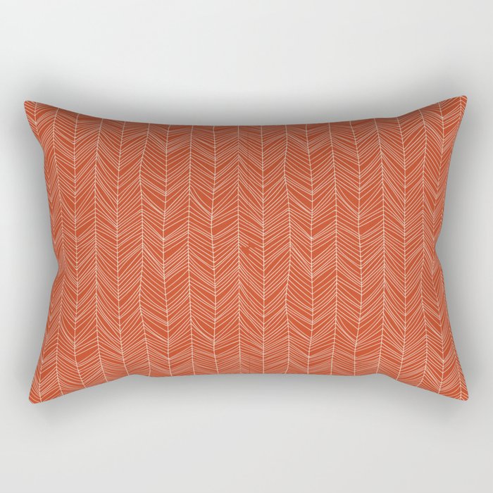 Bohemian Organic Linen Burnt Orange Rectangular Pillow Gallery Image 1