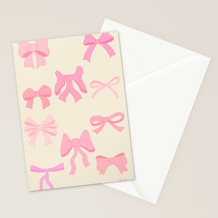 Pink Bows Stationery Card Gallery Image 2