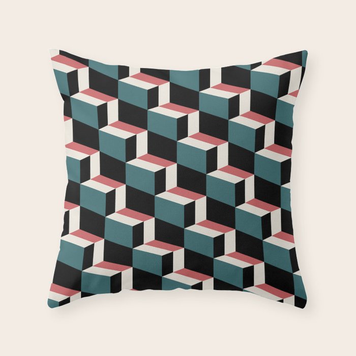 Cuboid Geometric Abstract Shapes Pattern XXXIII Throw Pillow Gallery Image 6