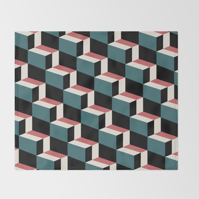 Cuboid Geometric Abstract Shapes Pattern XXXIII Throw Blanket Gallery Image 2