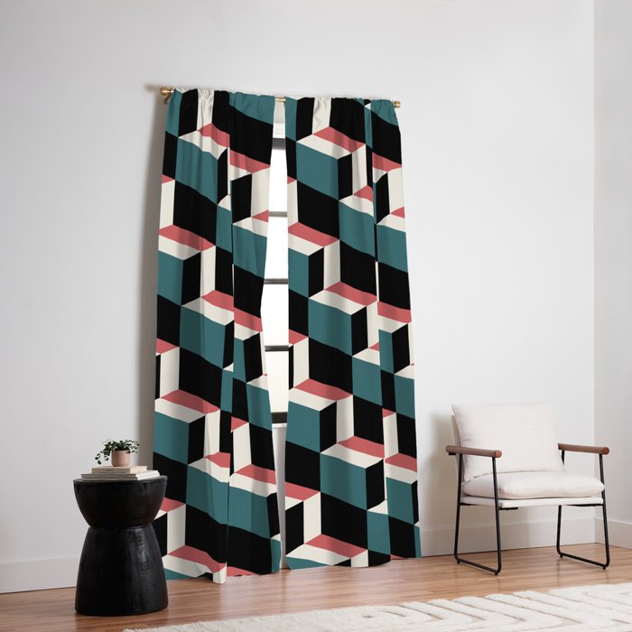 Cuboid Geometric Abstract Shapes Pattern XXXIII Window Curtain Gallery Image 6