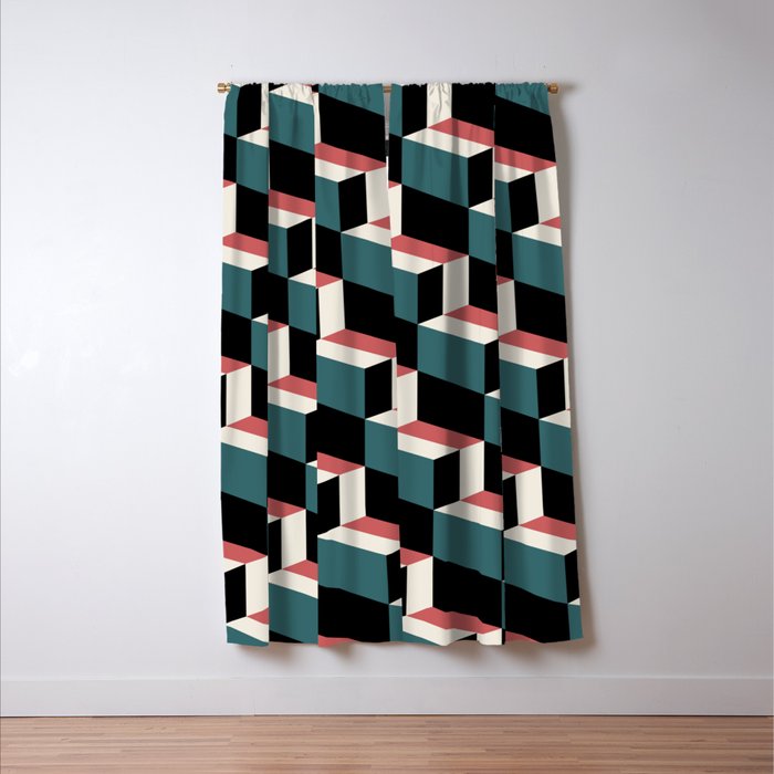 Cuboid Geometric Abstract Shapes Pattern XXXIII Window Curtain Gallery Image 3