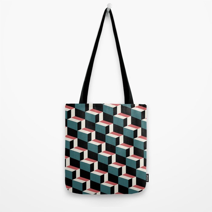 Cuboid Geometric Abstract Shapes Pattern XXXIII Tote Bag Gallery Image 2