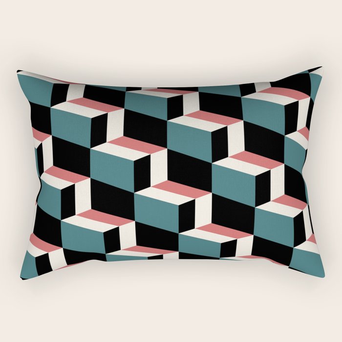 Cuboid Geometric Abstract Shapes Pattern XXXIII Rectangular Pillow Gallery Image 1