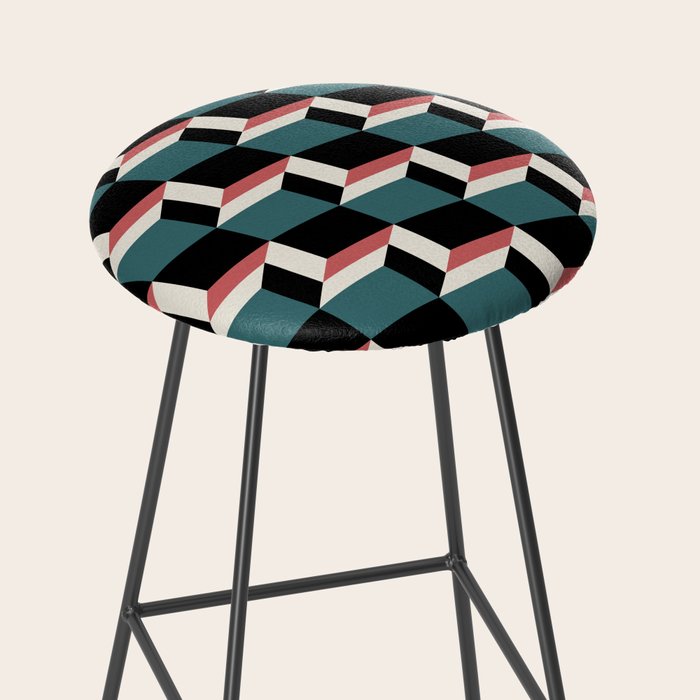 Cuboid Geometric Abstract Shapes Pattern XXXIII Stool Gallery Image 2